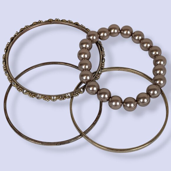 Set of 4 Gold Tone Bracelets - Picture 4 of 5